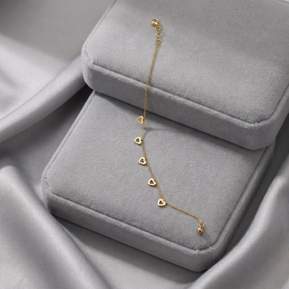 Gold Heart Shapped Anklet