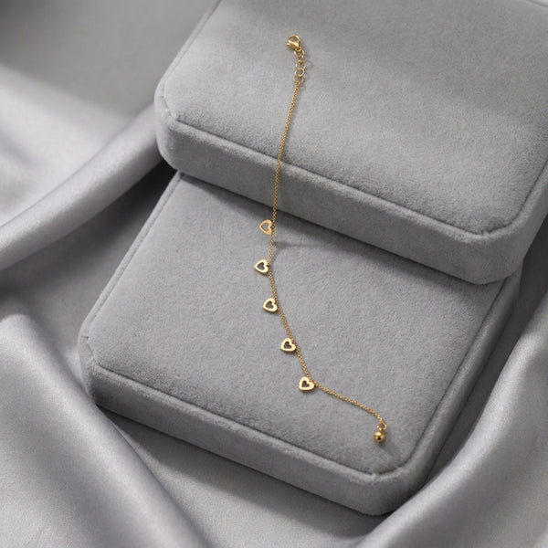 Gold Heart Shapped Anklet