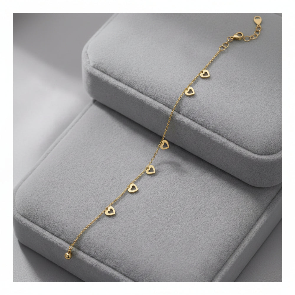Gold Heart Shapped Anklet
