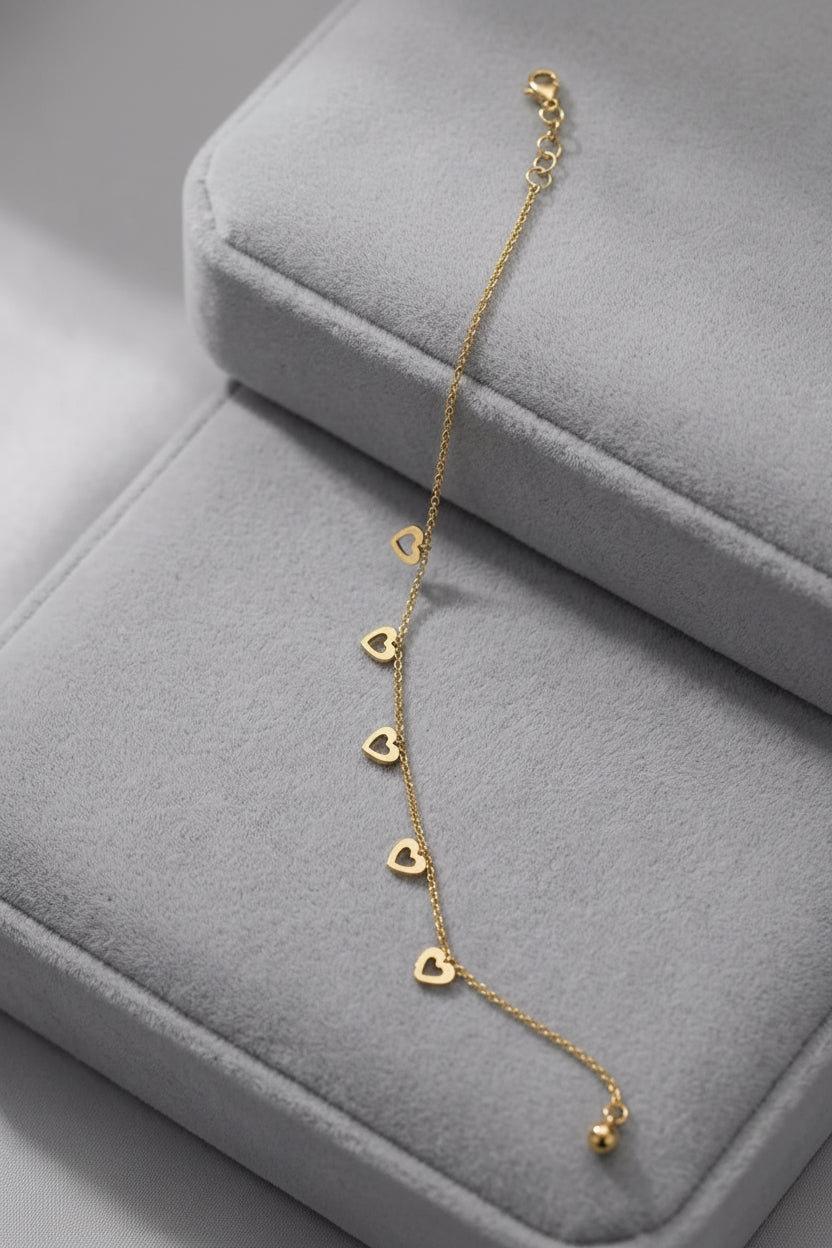 Gold Heart Shapped Anklet