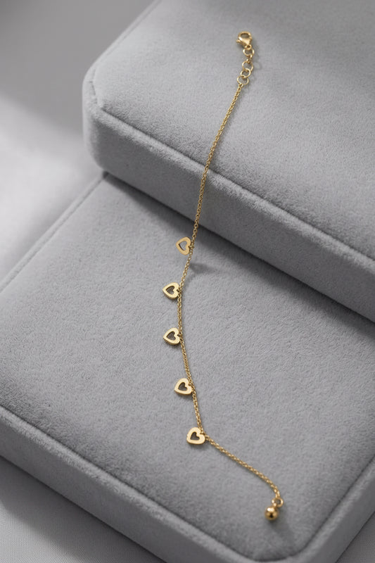 Gold Heart Shapped Anklet