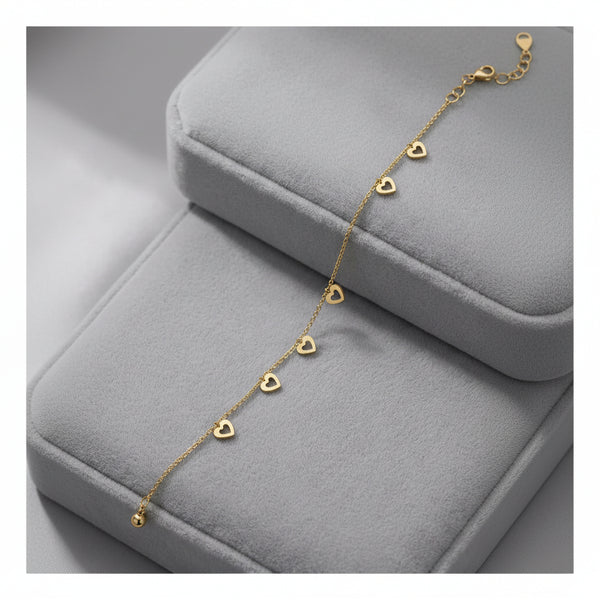Gold Heart Shapped Anklet