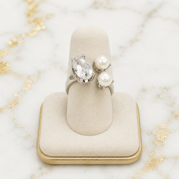 Crystal Pearl Rings (Adjustable)
