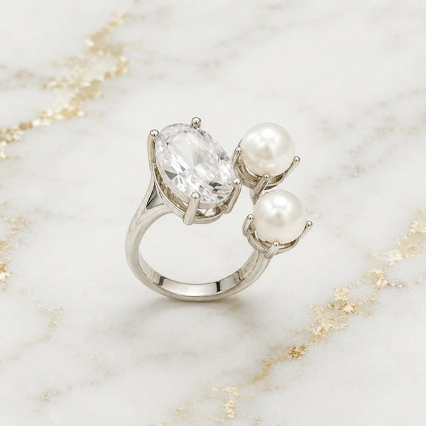 Crystal Pearl Rings (Adjustable)